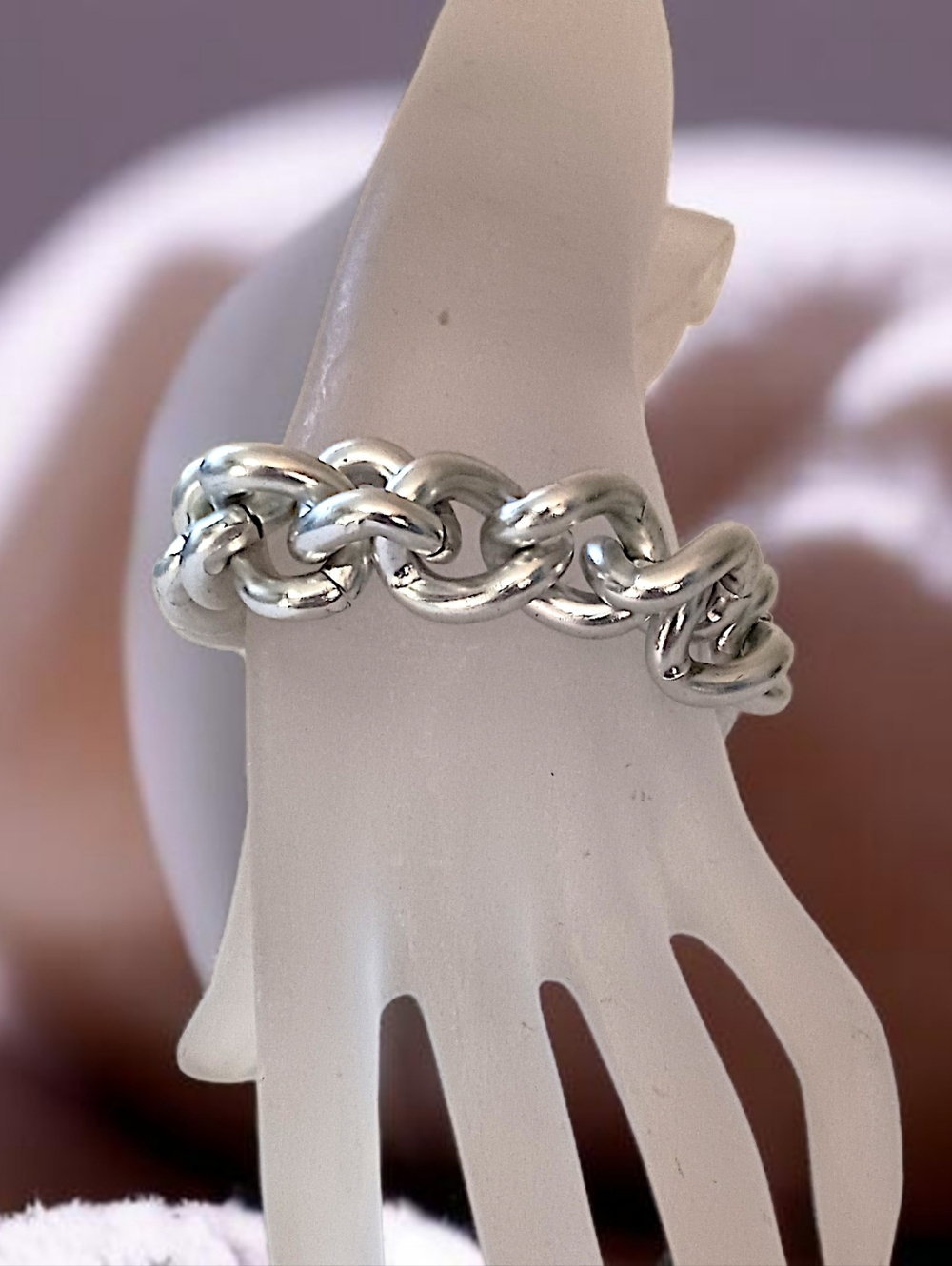 LR Lady Remington Chunky Curb Chain Link Bracelet‎ Silver Tone Vtg 80s Statement